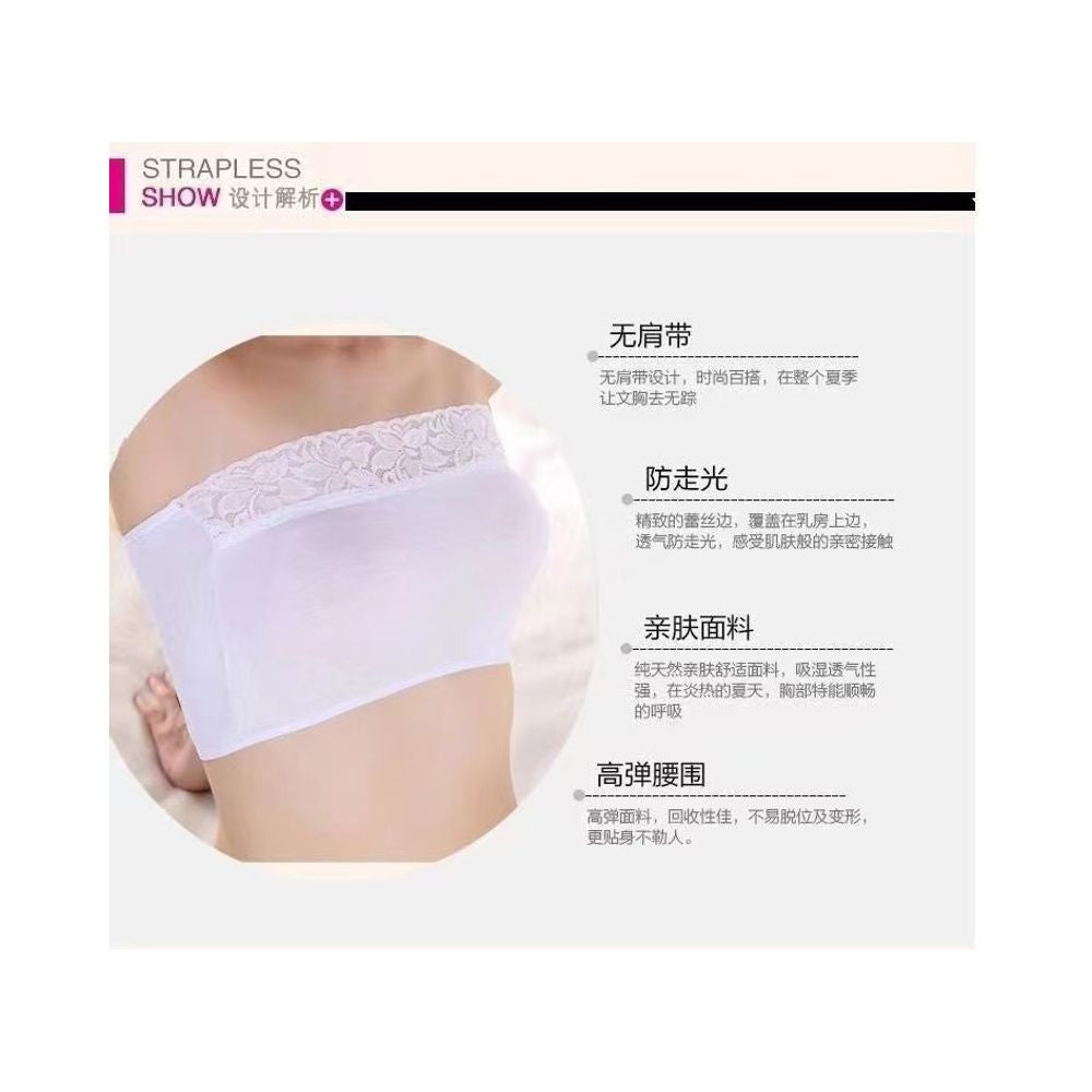 Lace strapless lingerie for women strapless off the shoulder fashionable base anti glare white short style one piece large size inside image 5