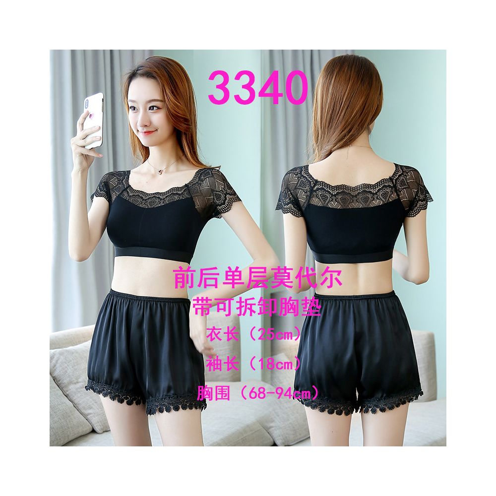 2025 Summer Lace Bottom Shirt Women s Short Sleeve Half length Inner Pair Modal T shirt strapless Top Versatile