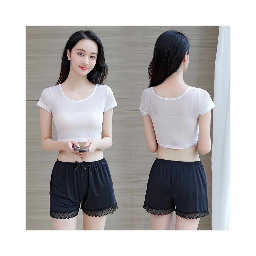 2025 Summer Lace Bottom Shirt Women s Short Sleeve Half length Inner Pair Modal T shirt strapless Top Versatile