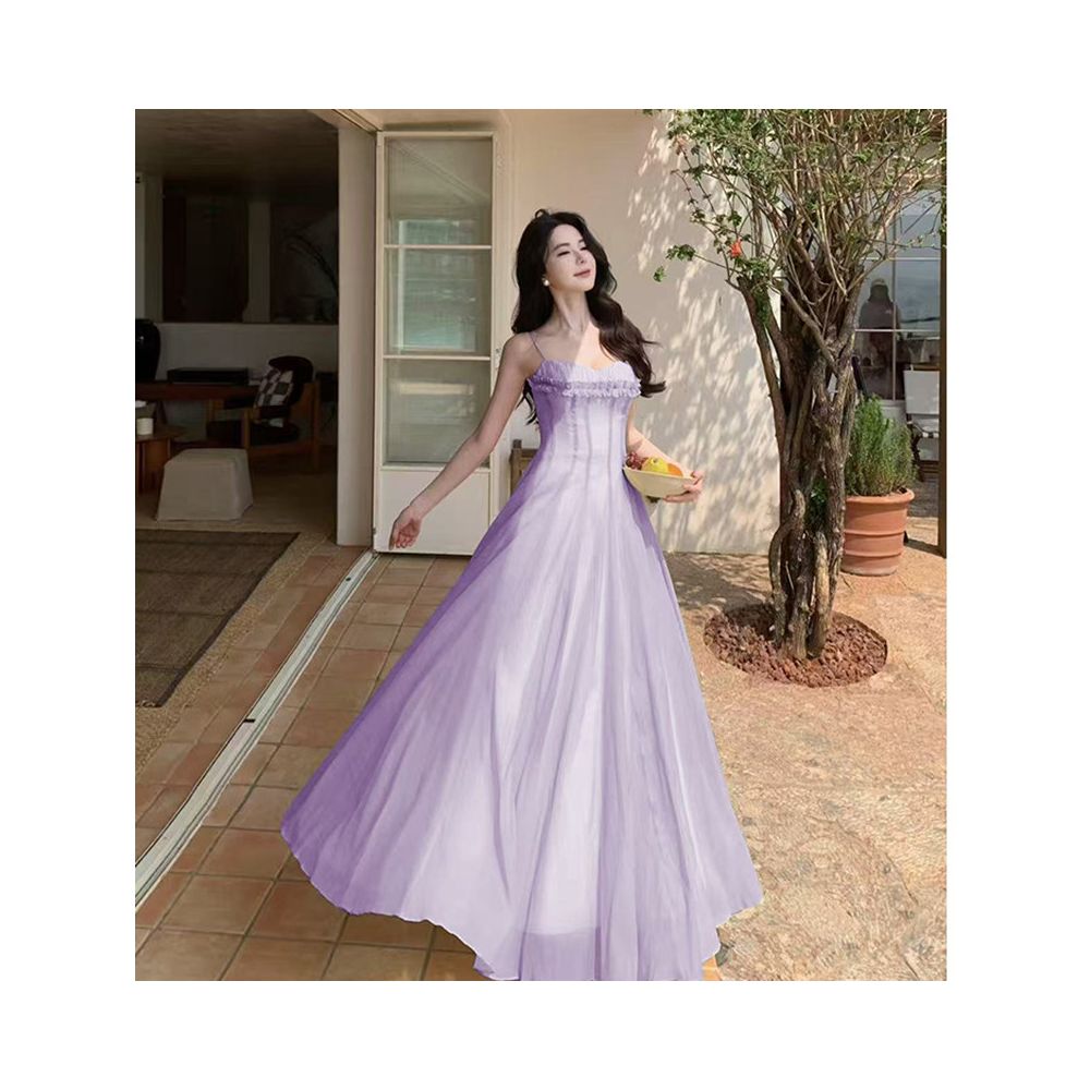 Dopamine Purple Dress 2025 New Style Popular This Year Extremely Beautiful Yunnan Seaside Chiffon Vacation image 3