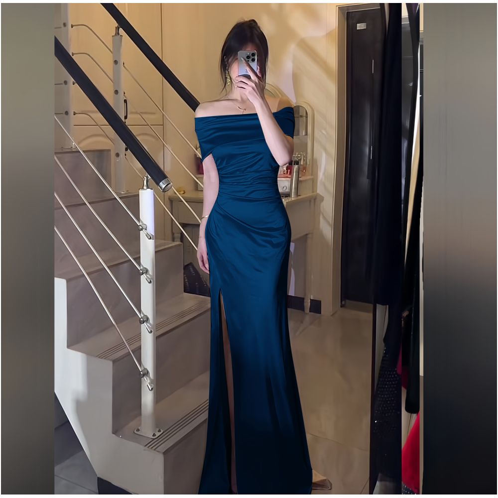 One shoulder bridal toast dress light luxury dress women s high end temperament socialite banquet host fish tail long skirt