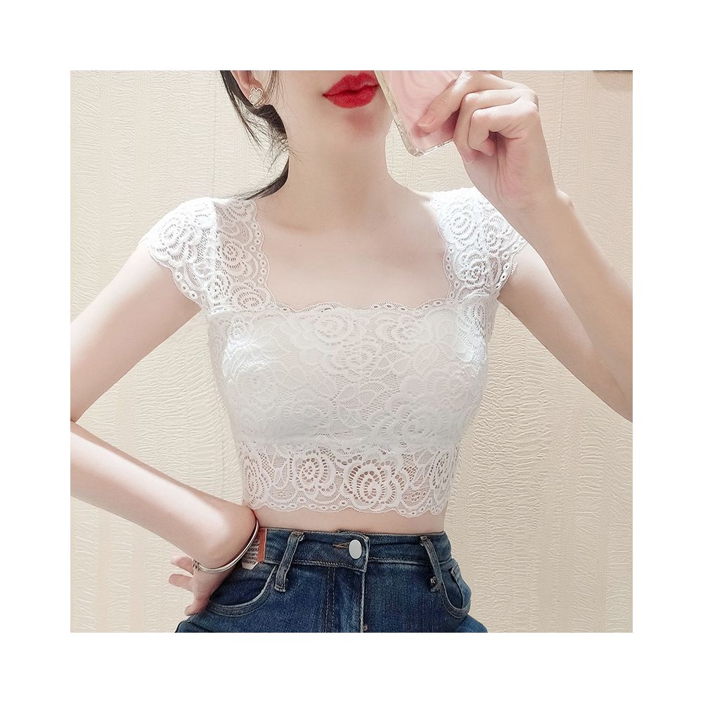 Square collar lace camisole vest women s beautiful back anti glare inner layer bottom layer top short style slimming versatile in summer