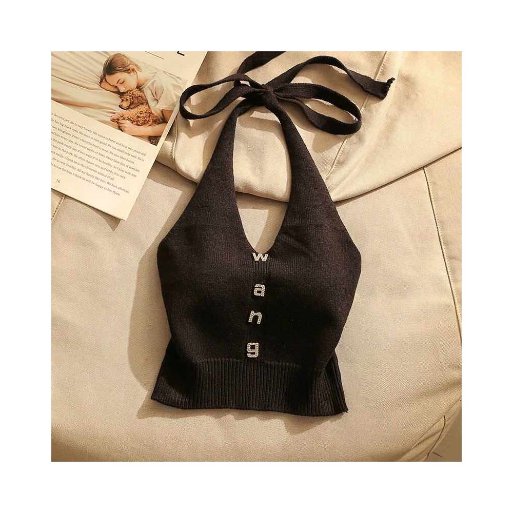 Slim fit halter neck knit camisole for women perfect for summer off shoulder sexy short sleeveless top trendy and stylish