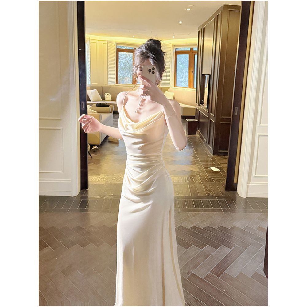 Good Job Su Guo French style ruffled neckline fishtail dress high end feel fitted waist new style halter top bodycon skirt image 1