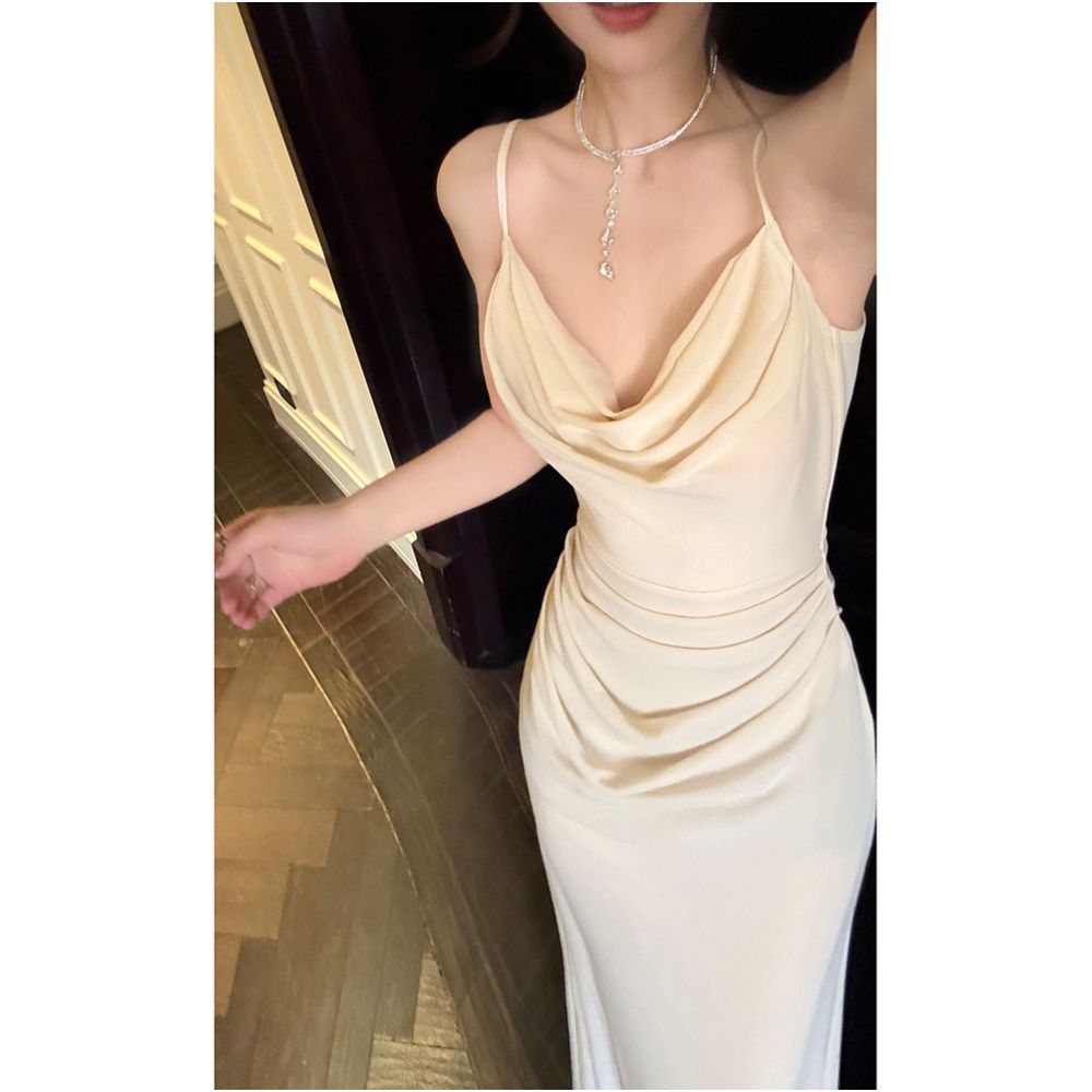 Good Job Su Guo French style ruffled neckline fishtail dress high end feel fitted waist new style halter top bodycon skirt image 2