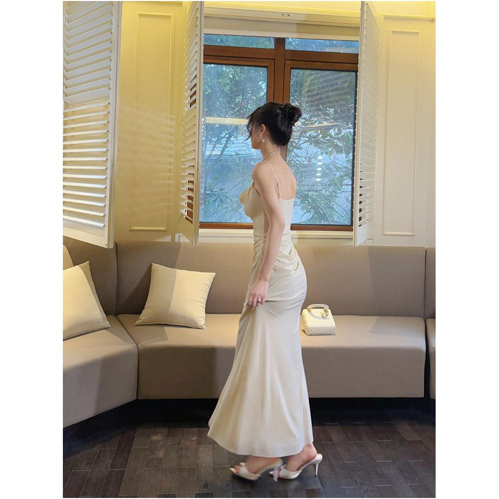 Good Job Su Guo French style ruffled neckline fishtail dress high end feel fitted waist new style halter top bodycon skirt image 5