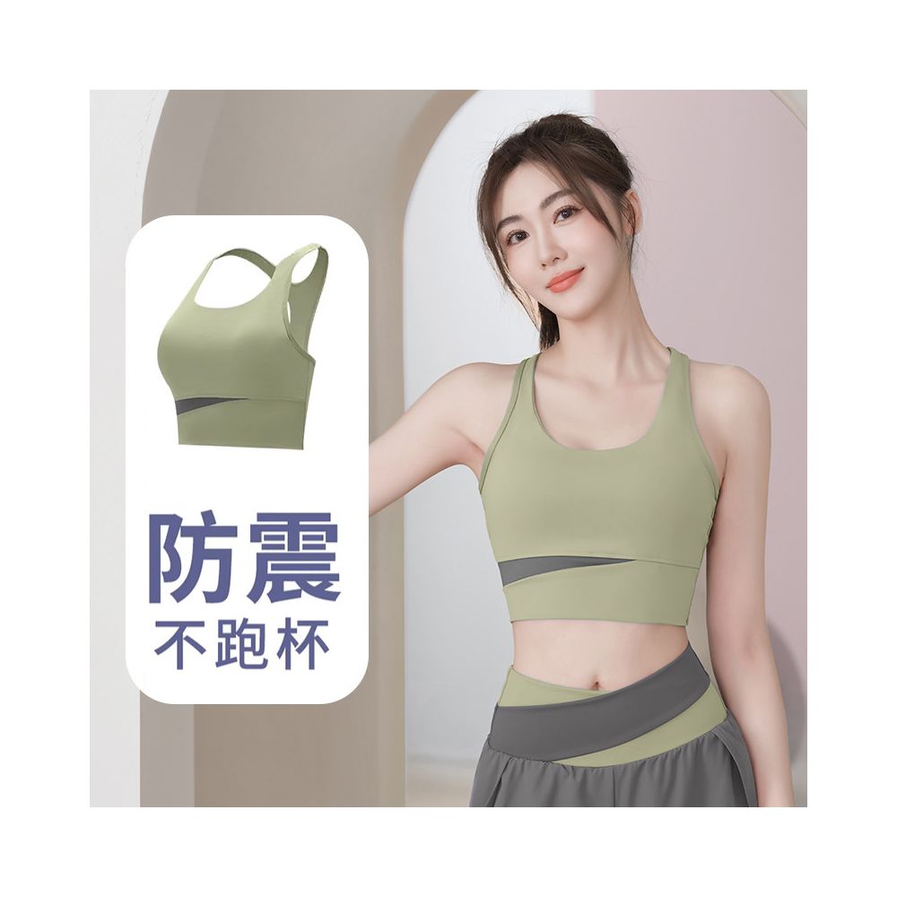 Women s backless fitness set outerwear sports bra shockproof and anti sagging bra running high intensity yoga vest
