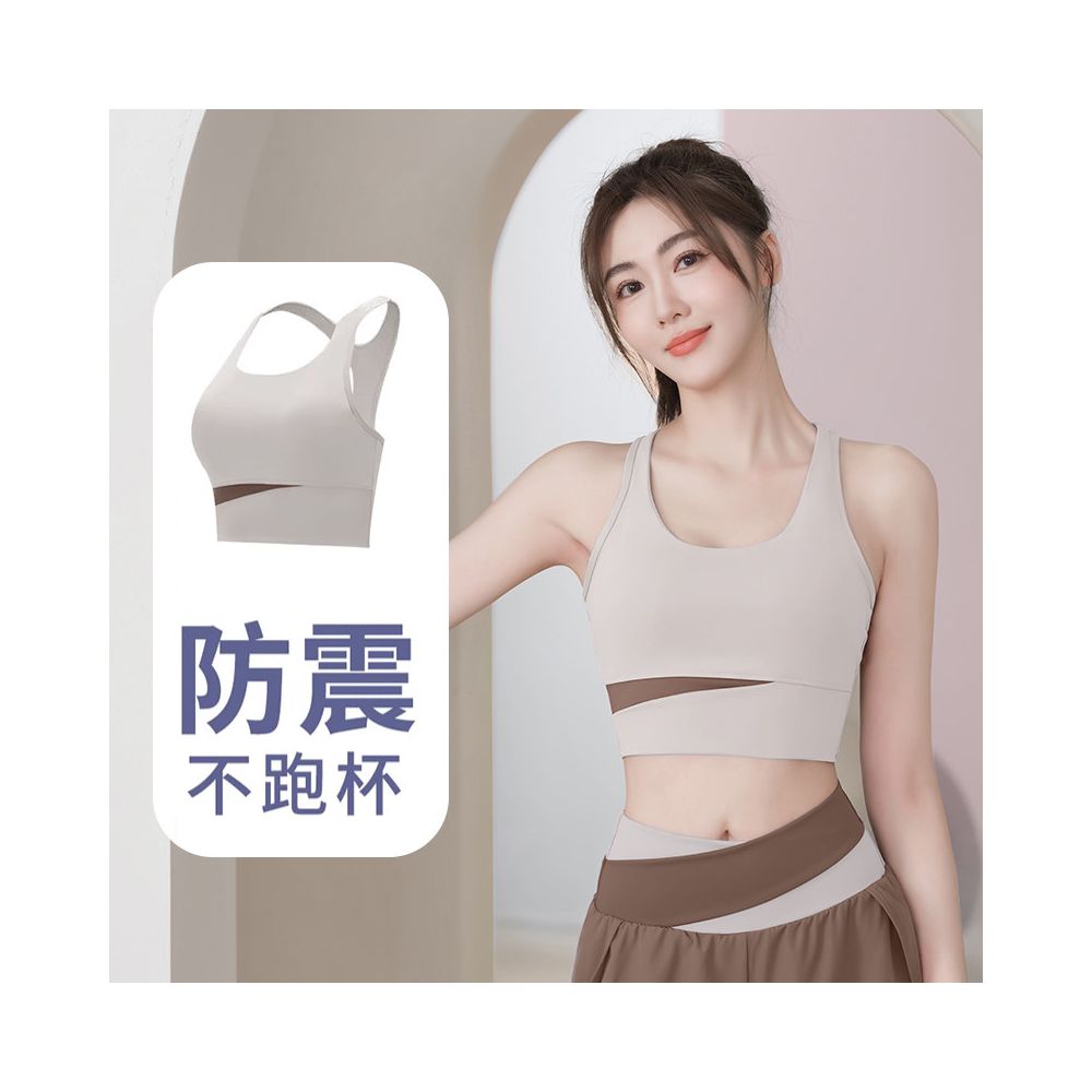 Women s backless fitness set outerwear sports bra shockproof and anti sagging bra running high intensity yoga vest