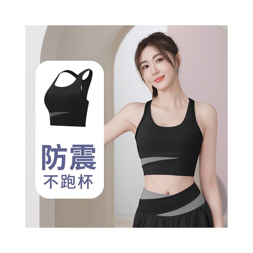 Women s backless fitness set outerwear sports bra shockproof and anti sagging bra running high intensity yoga vest