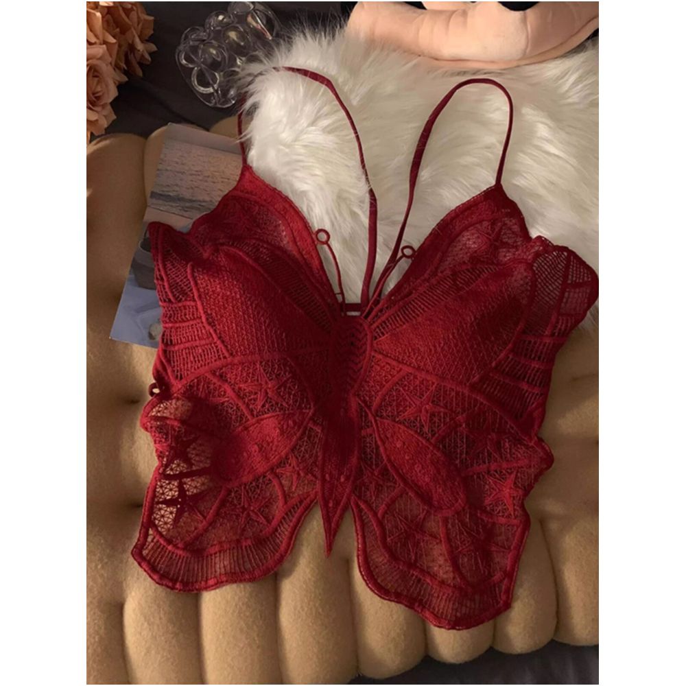 Ankola Red Sexy Strapless Butterfly Camisole Vest for Women Summer Inner Wear Beautiful Backless Bra with Padded Chest Top image 0