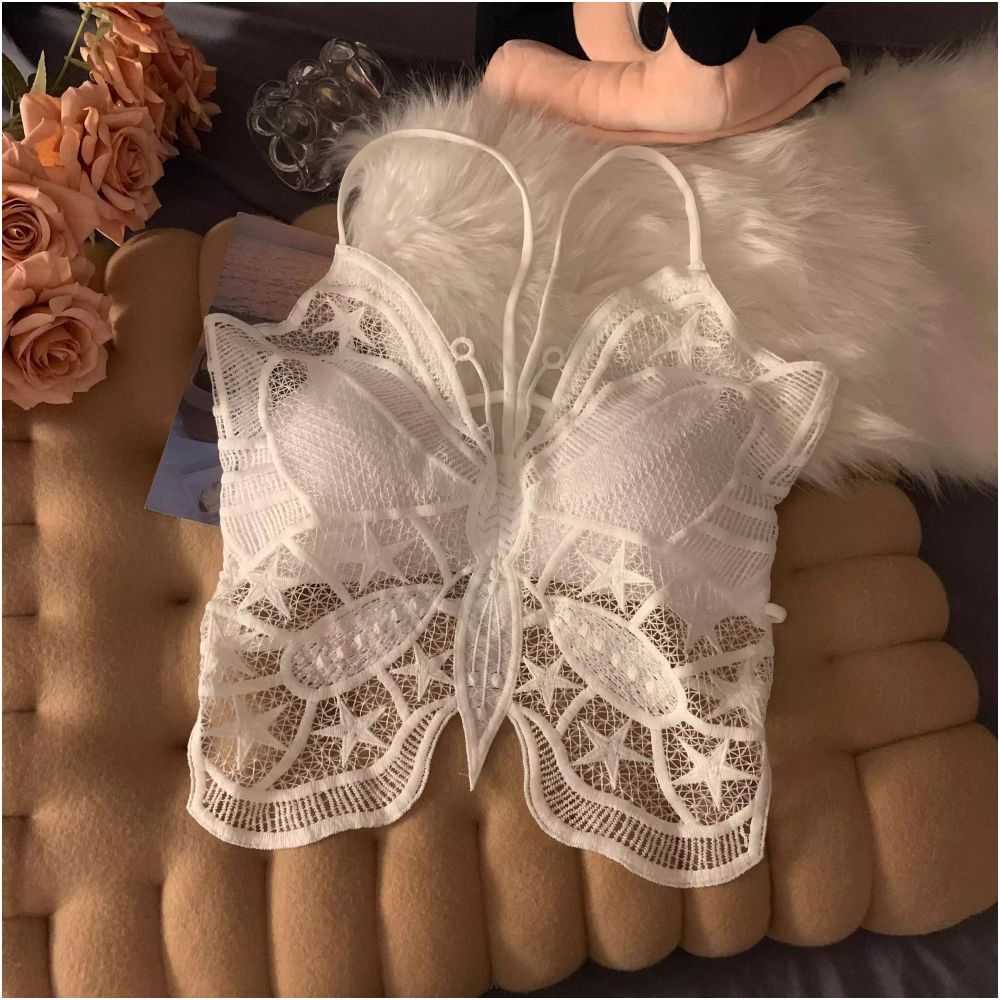 Ankola Red Sexy Strapless Butterfly Camisole Vest for Women Summer Inner Wear Beautiful Backless Bra with Padded Chest Top