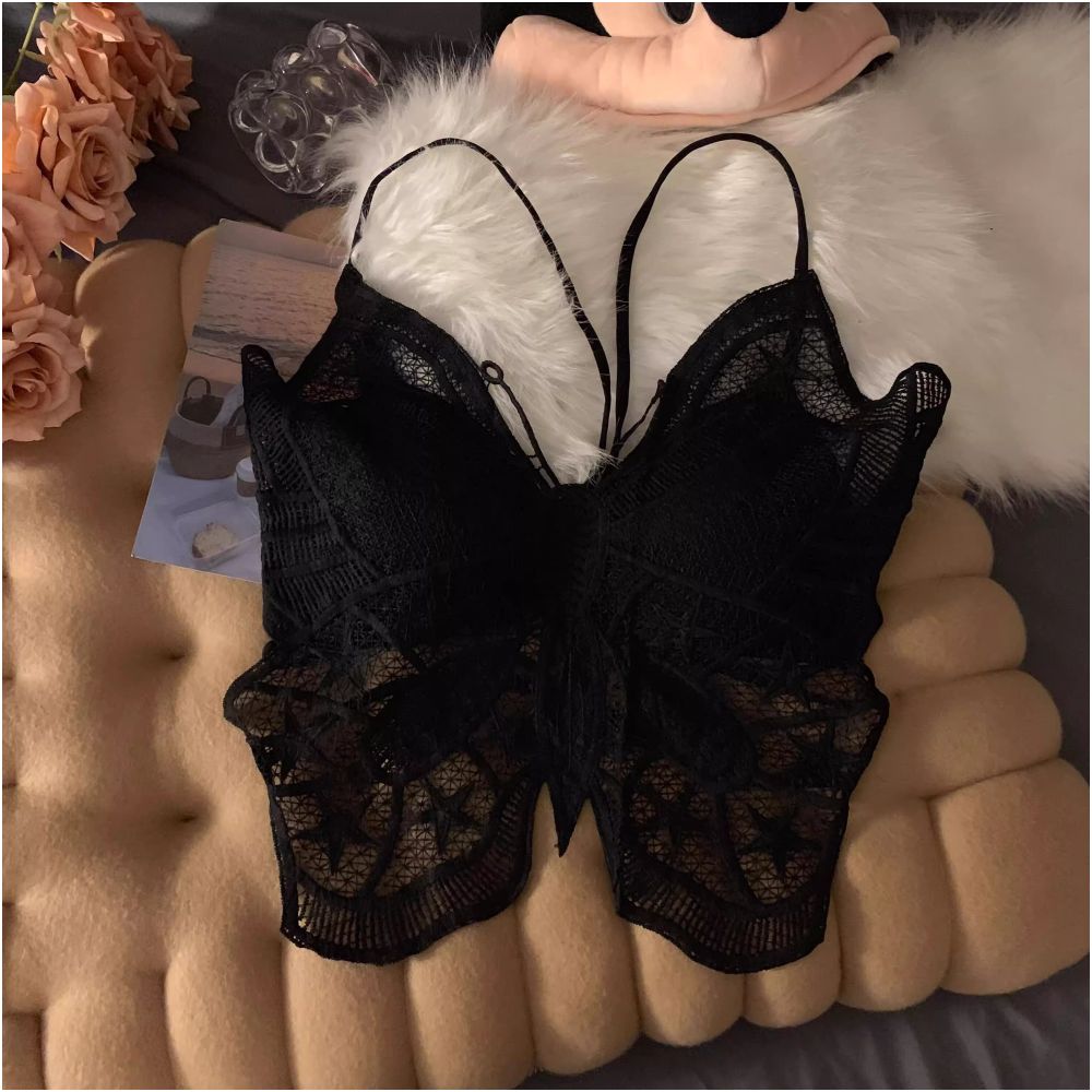 Ankola Red Sexy Strapless Butterfly Camisole Vest for Women Summer Inner Wear Beautiful Backless Bra with Padded Chest Top