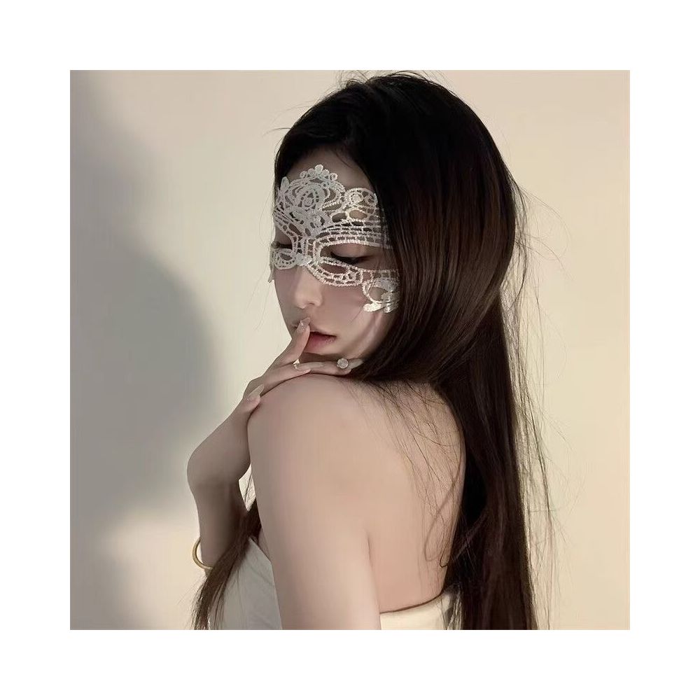 Black lace sexy cat ear headband restrained eye mask face covering mesh couple headpiece hair accessory women s accessory image 2