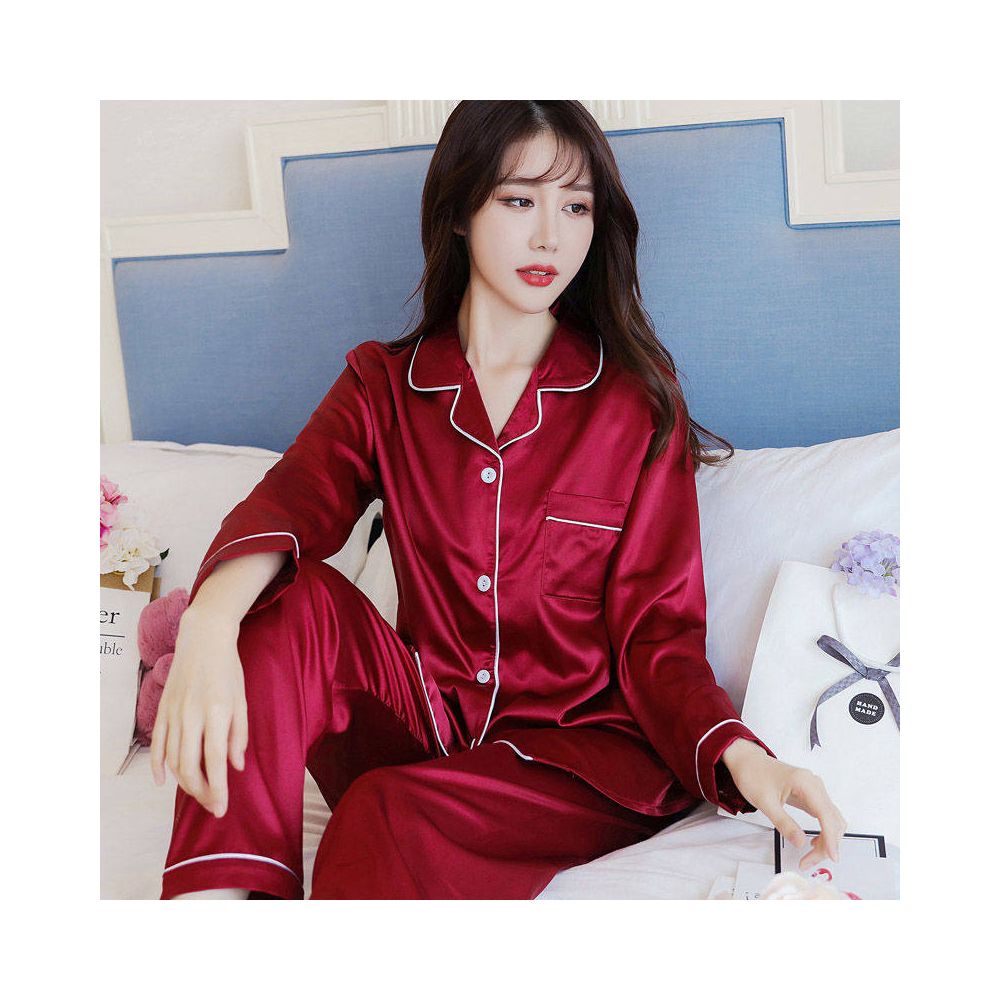 Pajamas women s ice silk spring and autumn long sleeves loose and thin styles large sizes women s sexy can be worn as outerwear home suit summer image 3