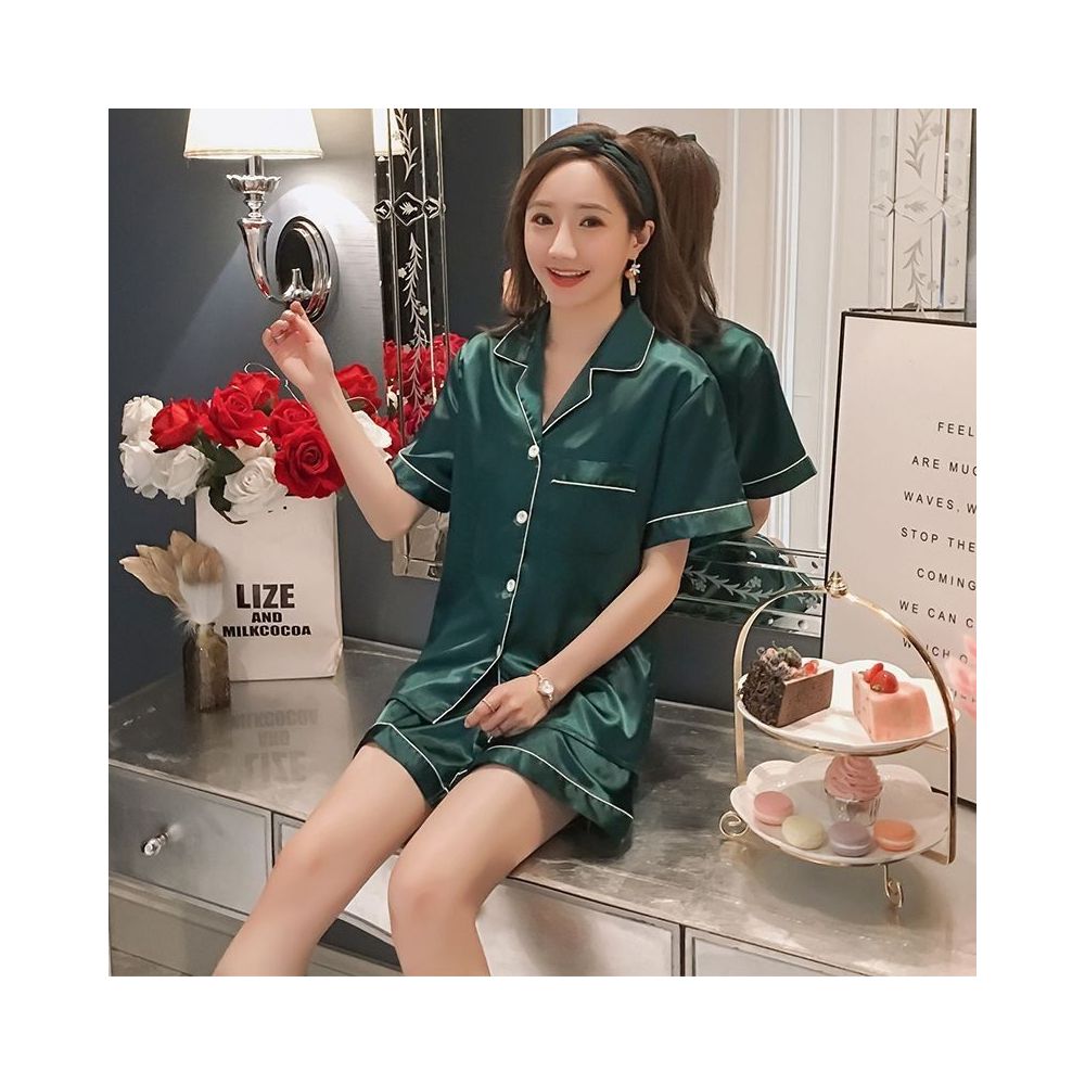 Pajamas women s ice silk spring and autumn long sleeves loose and thin styles large sizes women s sexy can be worn as outerwear home suit summer
