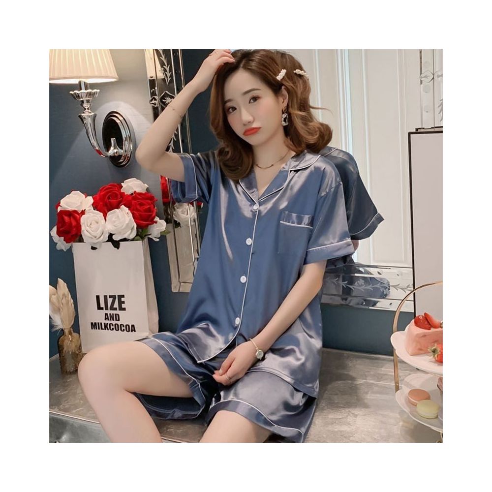 Pajamas women s ice silk spring and autumn long sleeves loose and thin styles large sizes women s sexy can be worn as outerwear home suit summer