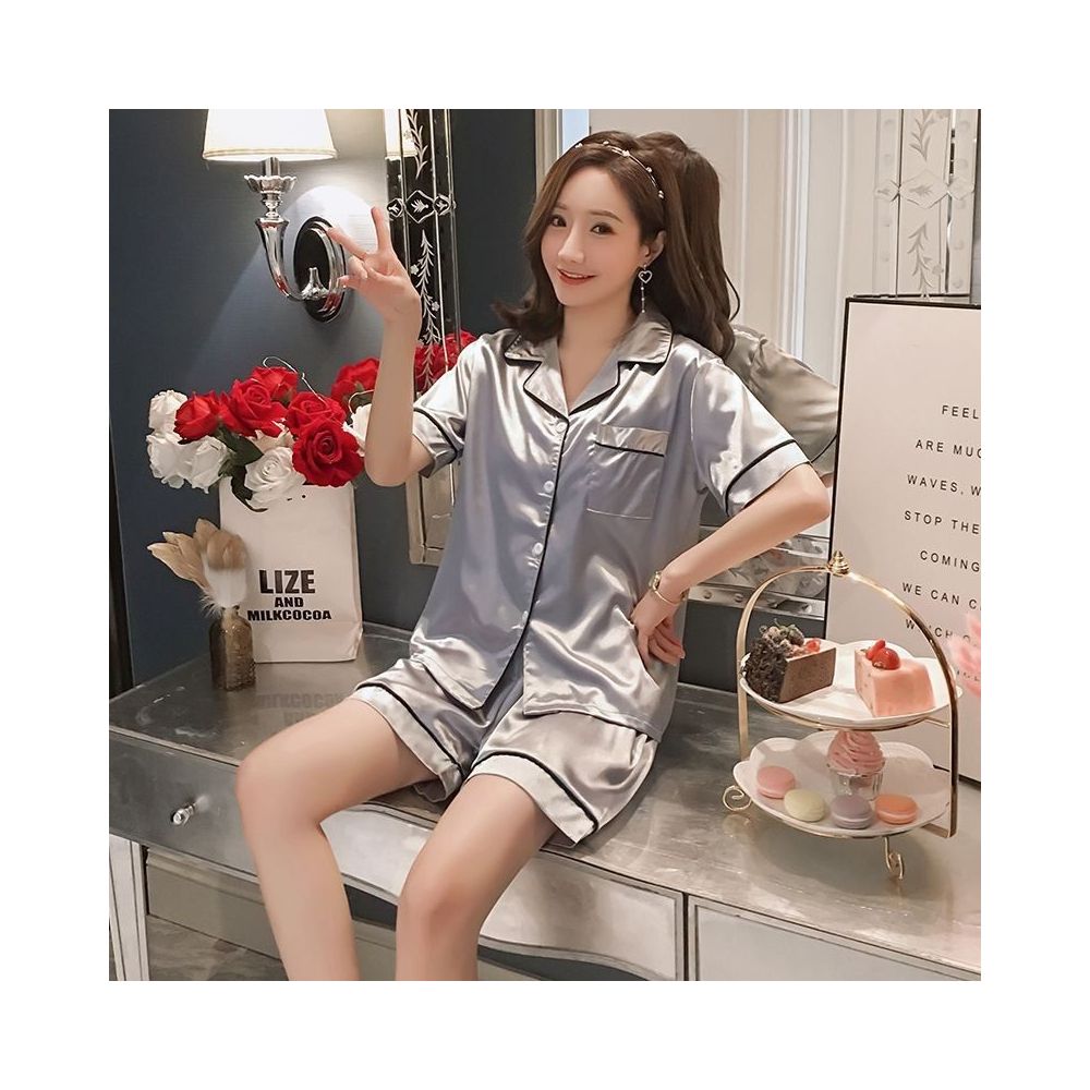 Pajamas women s ice silk spring and autumn long sleeves loose and thin styles large sizes women s sexy can be worn as outerwear home suit summer