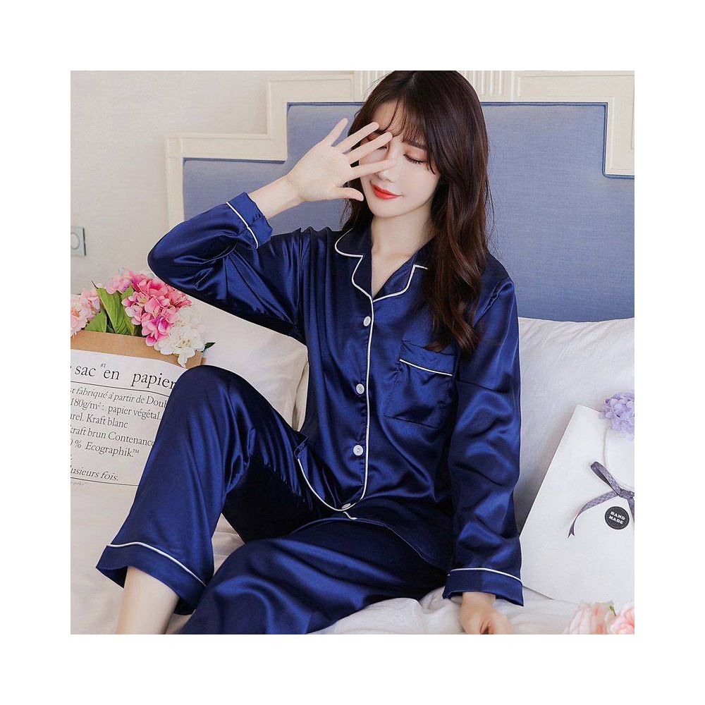 Pajamas women s ice silk spring and autumn long sleeves loose and thin styles large sizes women s sexy can be worn as outerwear home suit summer
