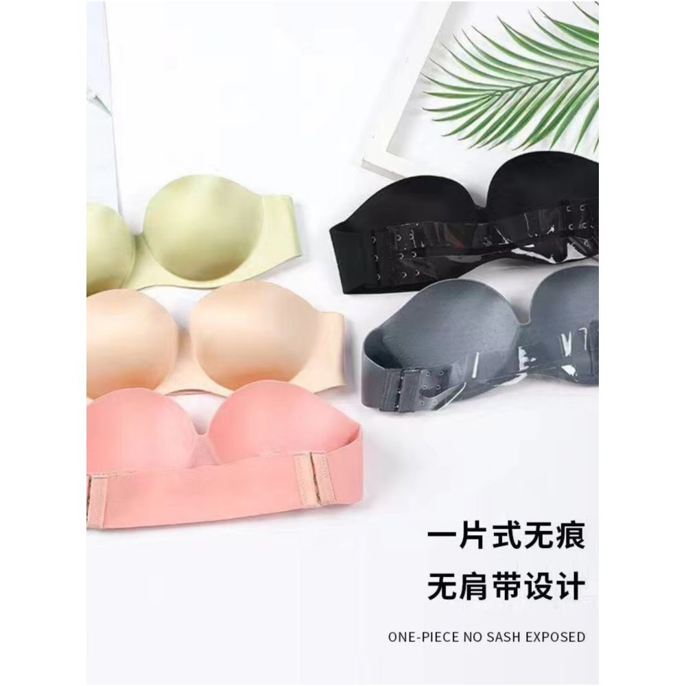 Strapless bra women s autumn new item no steel ring gathered around the chest no trace no shoulder strap sexy and beautiful back bra image 3