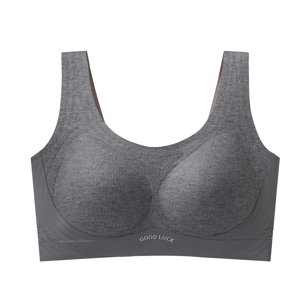 Large size underwear gathered gathered paired anti sagging top support large chest small and beautiful back vest integrated women s bra