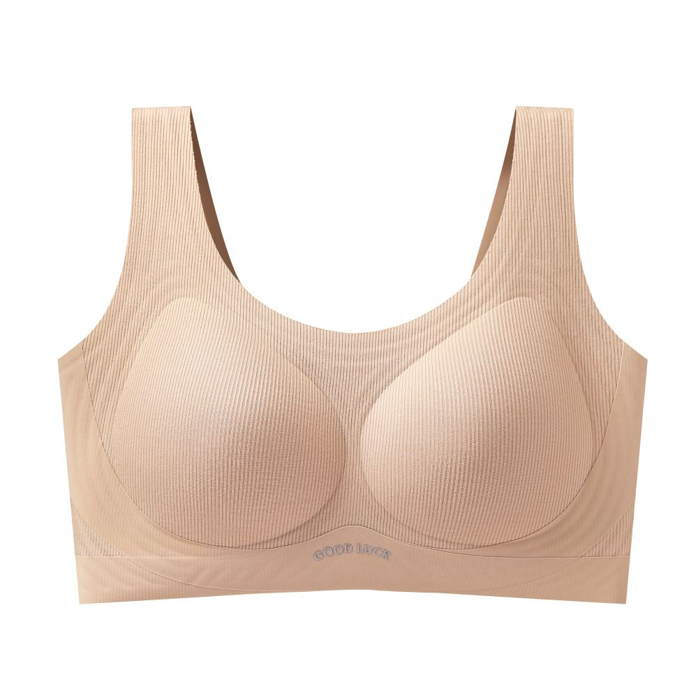 Large size underwear gathered gathered paired anti sagging top support large chest small and beautiful back vest integrated women s bra