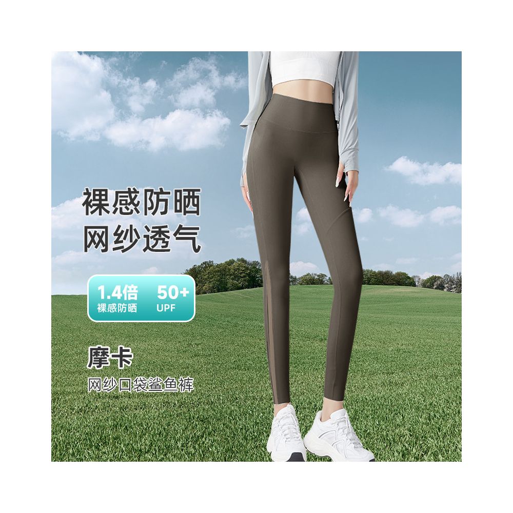 Shark pants 2025 new summer thin women s outerwear pocket mesh abdominal tightening and hip lifting yoga new comparison cycling inner pants