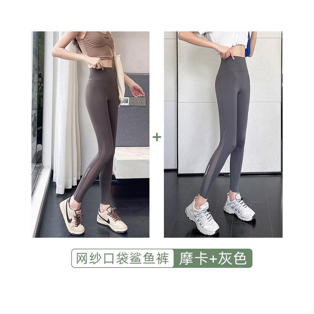 Shark pants 2025 new summer thin women s outerwear pocket mesh abdominal tightening and hip lifting yoga new comparison cycling inner pants