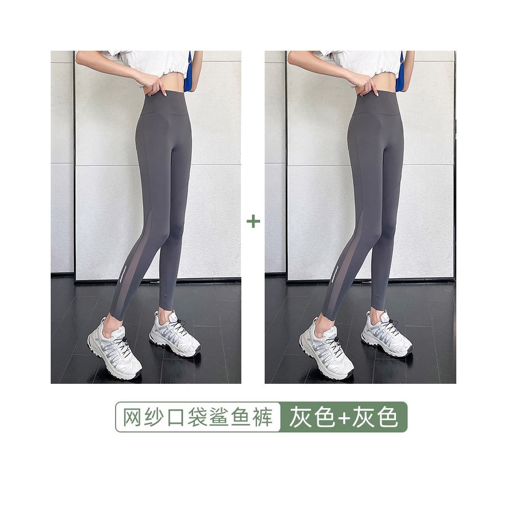 Shark pants 2025 new summer thin women s outerwear pocket mesh abdominal tightening and hip lifting yoga new comparison cycling inner pants