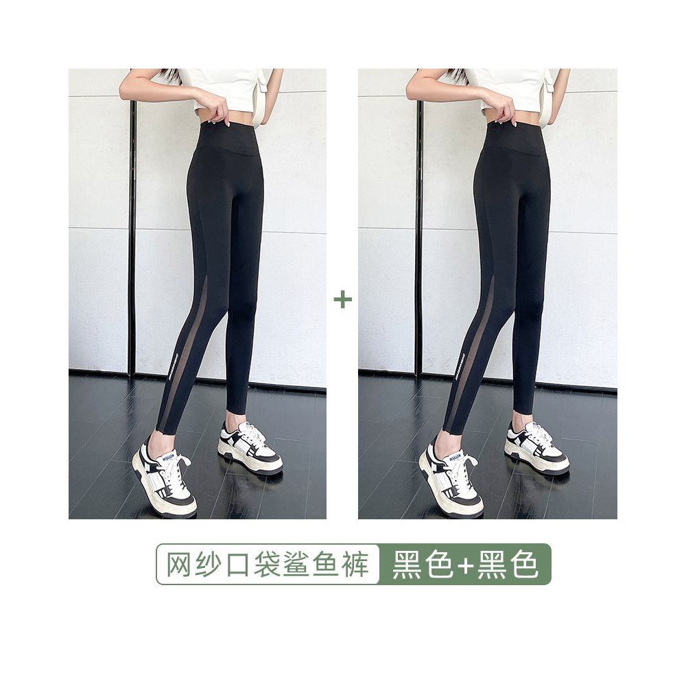 Shark pants 2025 new summer thin women s outerwear pocket mesh abdominal tightening and hip lifting yoga new comparison cycling inner pants