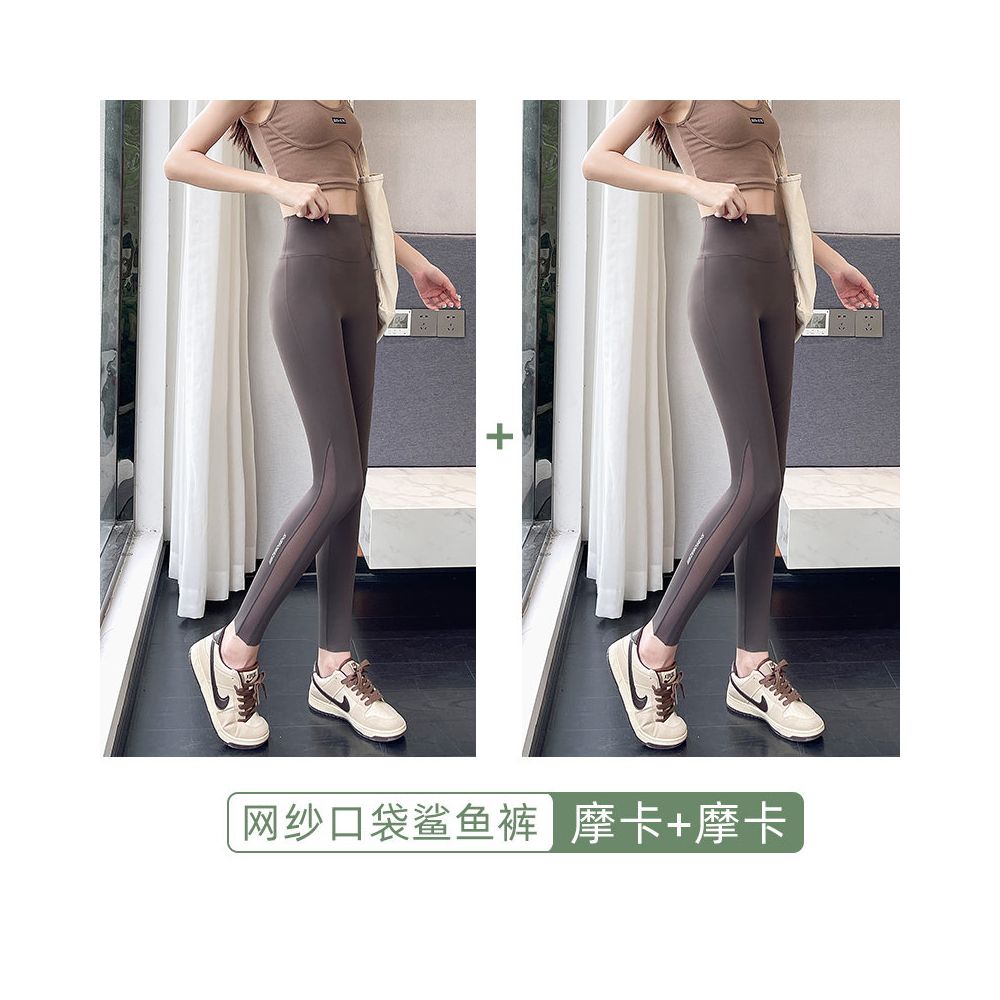 Shark pants 2025 new summer thin women s outerwear pocket mesh abdominal tightening and hip lifting yoga new comparison cycling inner pants