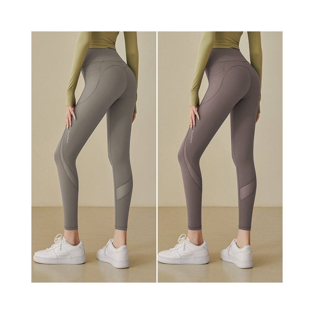 Mesh patchwork yoga pants for women high waist hip lifting elastic tight fitting peach hip running sports thin fit fitness pants for outdoor wear