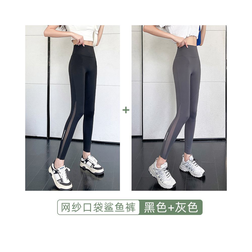 Shark pants 2025 new summer thin women s outerwear pocket mesh abdominal tightening and hip lifting yoga new comparison cycling inner pants