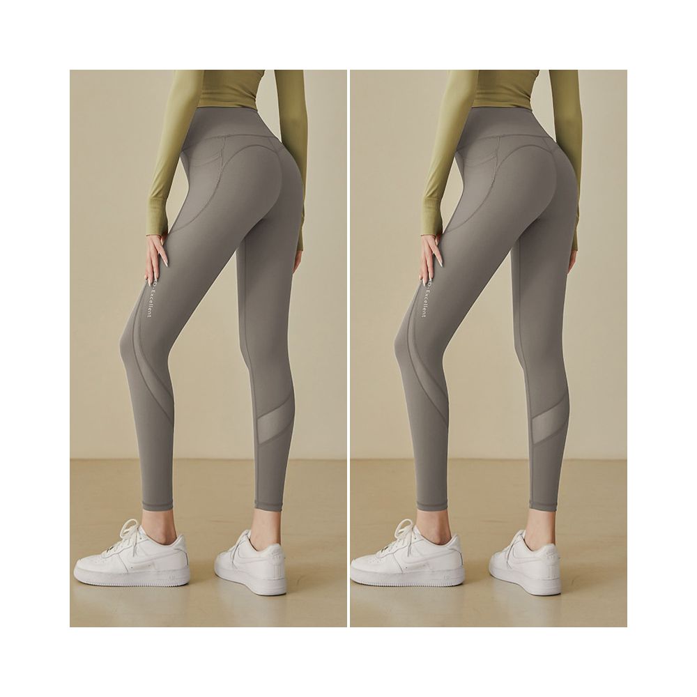 Mesh patchwork yoga pants for women high waist hip lifting elastic tight fitting peach hip running sports thin fit fitness pants for outdoor wear