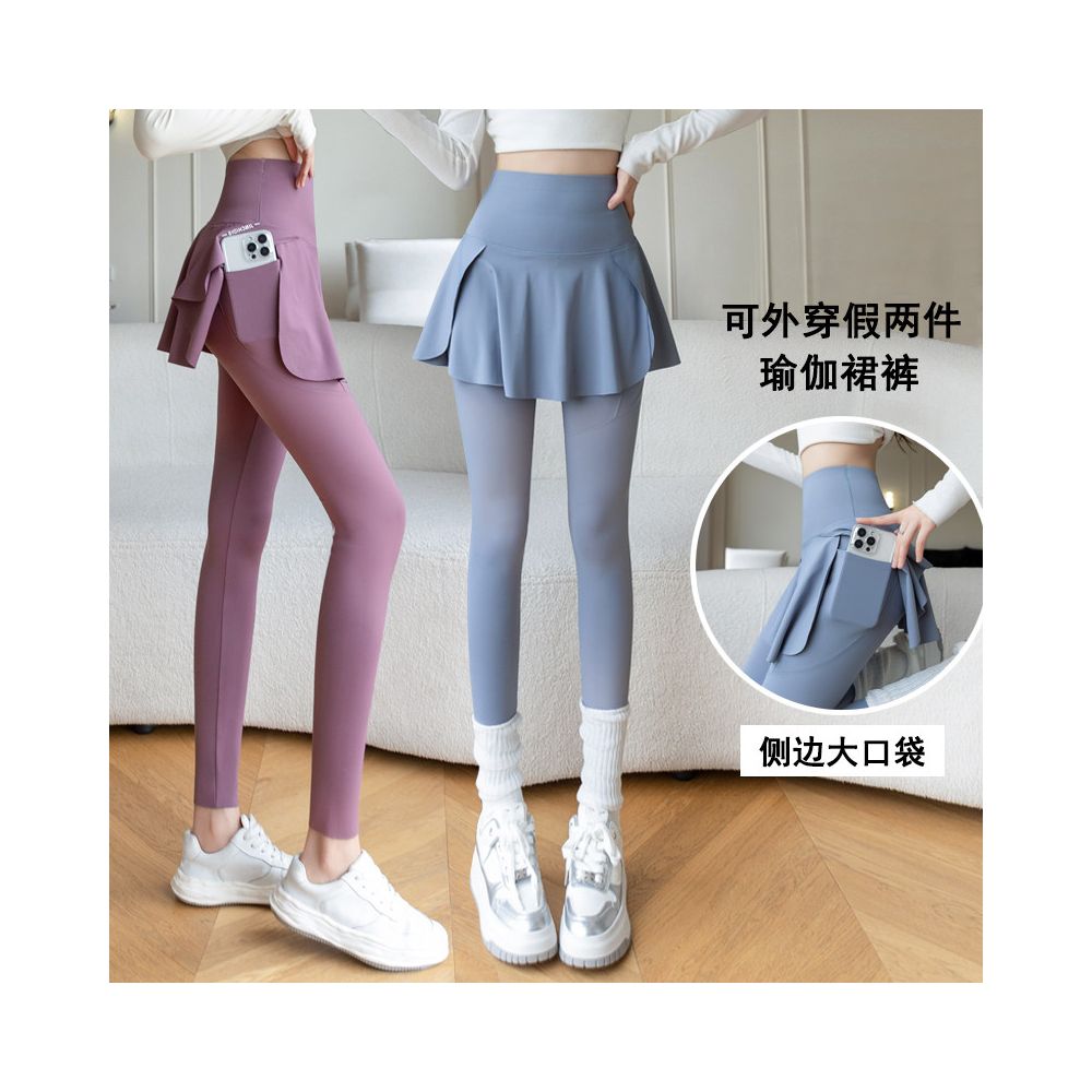 Cat Man Shark Pants Fake Two Piece Sports Pants Women s High Waist Anti Hiking Running Fitness Badminton Pants Yoga Pants Skirt image 2