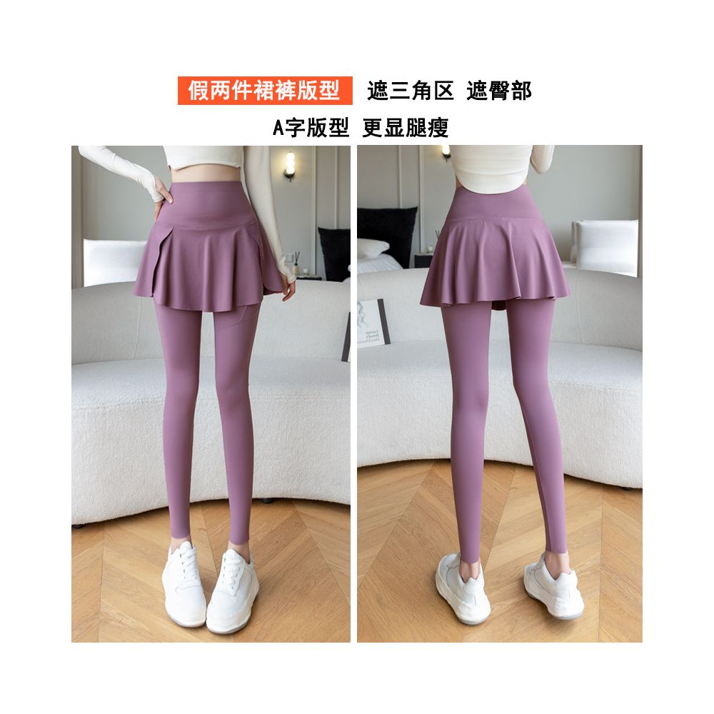 Cat Man Shark Pants Fake Two Piece Sports Pants Women s High Waist Anti Hiking Running Fitness Badminton Pants Yoga Pants Skirt image 5