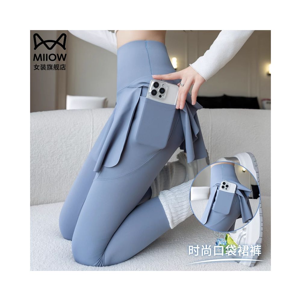 Cat Man Shark Pants Fake Two Piece Sports Pants Women s High Waist Anti Hiking Running Fitness Badminton Pants Yoga Pants Skirt image 0