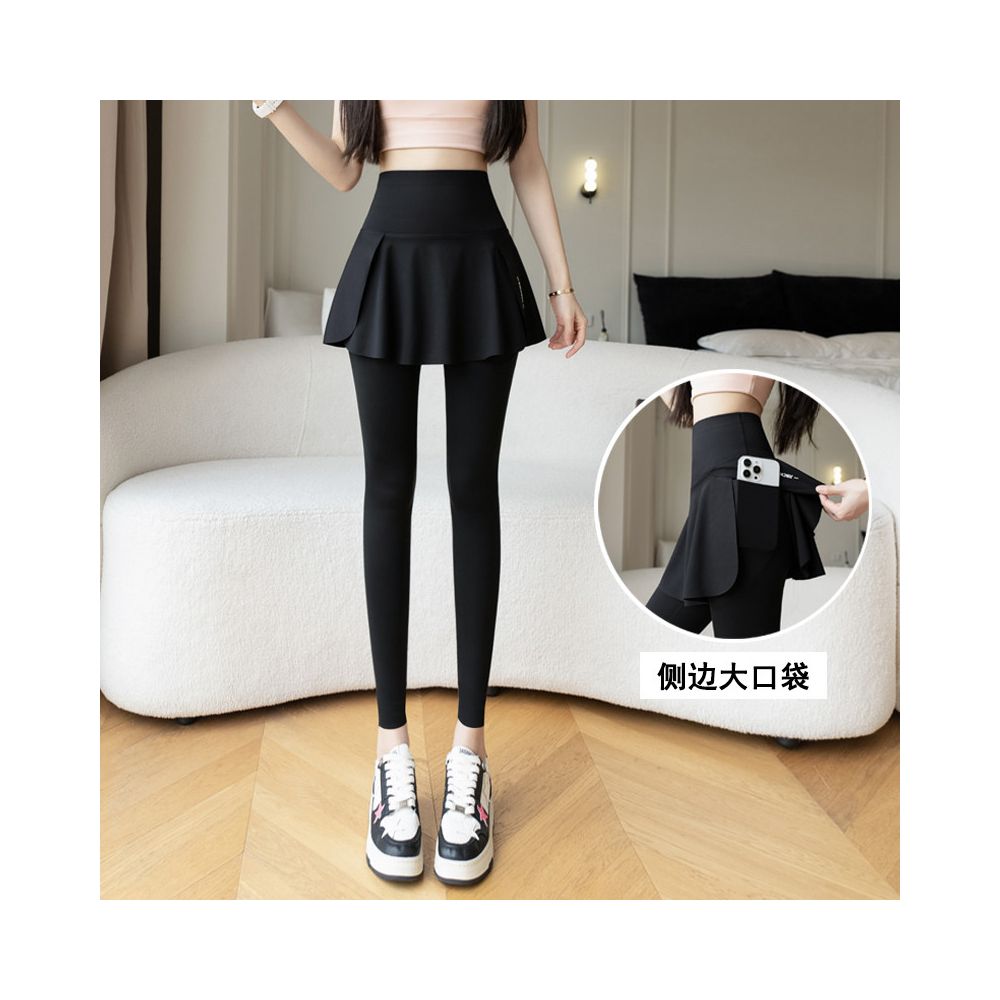 Cat Man Shark Pants Fake Two Piece Sports Pants Women s High Waist Anti Hiking Running Fitness Badminton Pants Yoga Pants Skirt