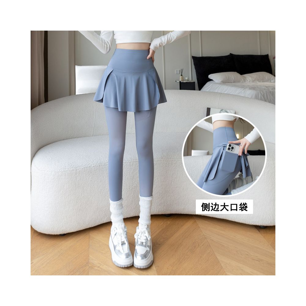 Cat Man Shark Pants Fake Two Piece Sports Pants Women s High Waist Anti Hiking Running Fitness Badminton Pants Yoga Pants Skirt