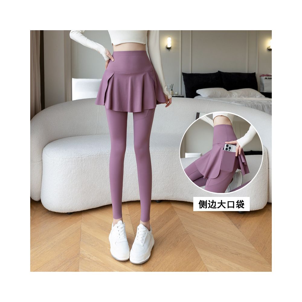 Cat Man Shark Pants Fake Two Piece Sports Pants Women s High Waist Anti Hiking Running Fitness Badminton Pants Yoga Pants Skirt