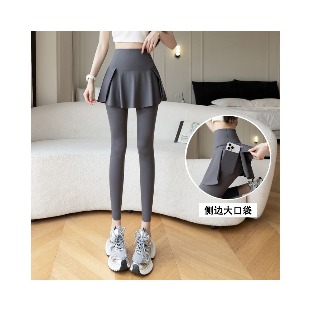 Cat Man Shark Pants Fake Two Piece Sports Pants Women s High Waist Anti Hiking Running Fitness Badminton Pants Yoga Pants Skirt