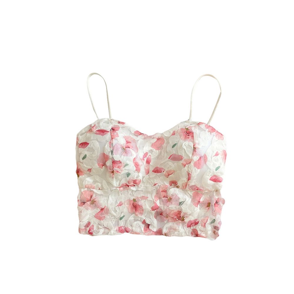 Wearing a floral camisole with breast pads for women in summer a sexy back bra for both indoor and outdoor wear a one piece bra and a strapless top image 4