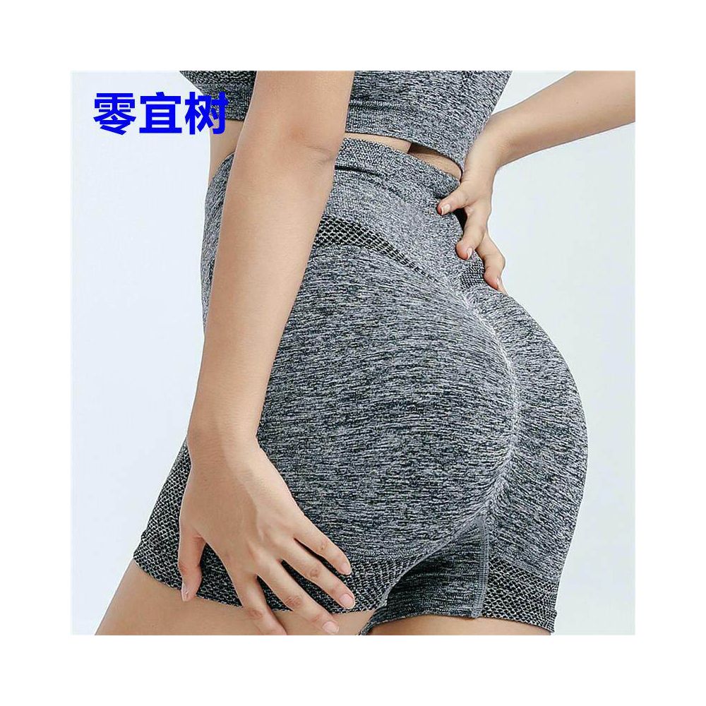 High waisted tight yoga fitness suit women s peach hip shorts sports gathering vest quick drying 2 piece set for external wear image 1