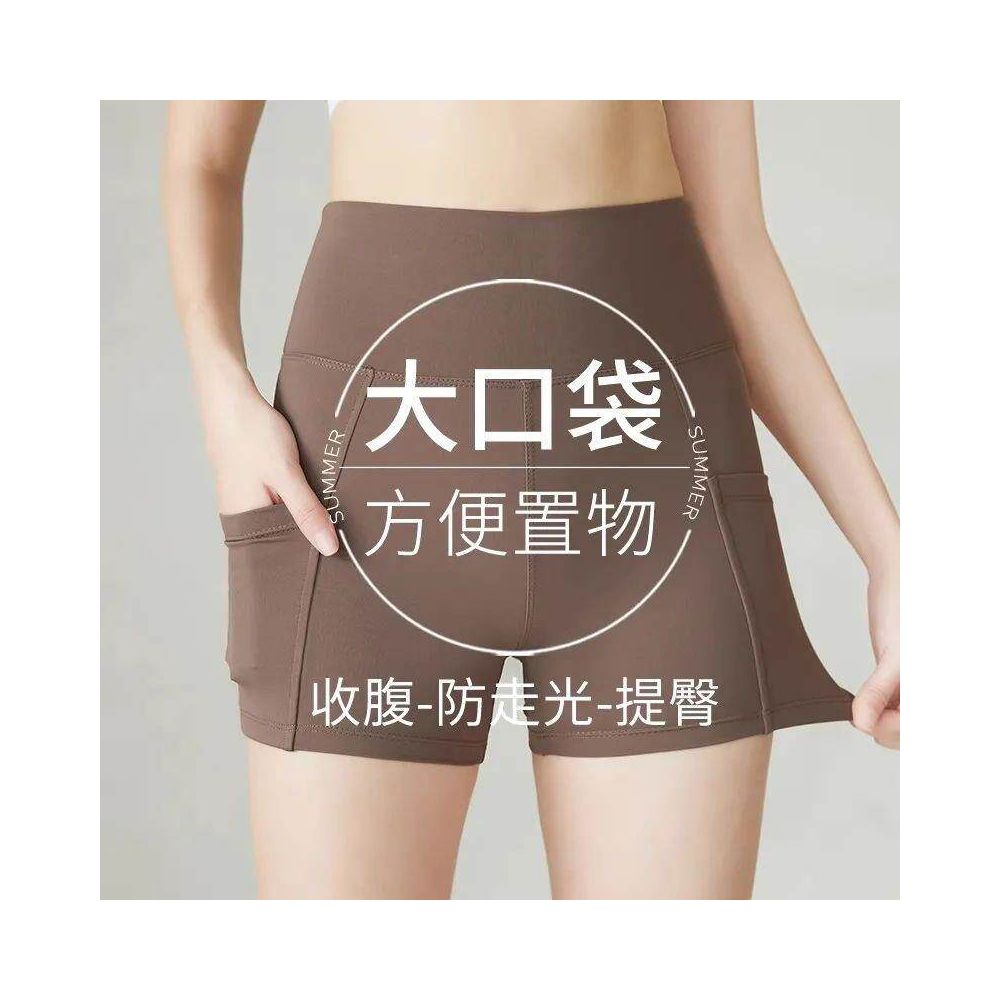 New pocket shark leggings for women anti glare three quarter high waist safety pants compression fit slimming yoga shorts image 1