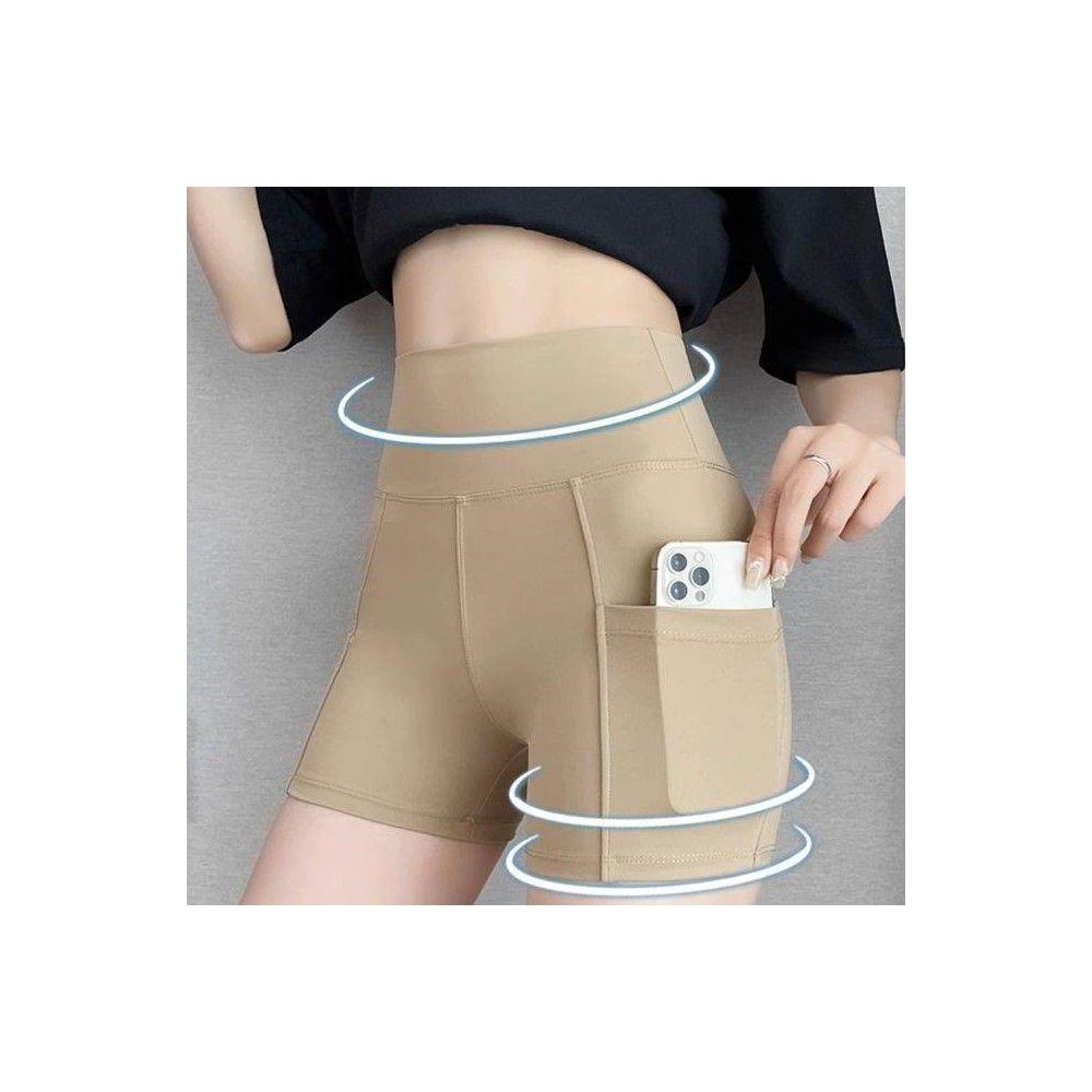 New pocket shark leggings for women anti glare three quarter high waist safety pants compression fit slimming yoga shorts image 2