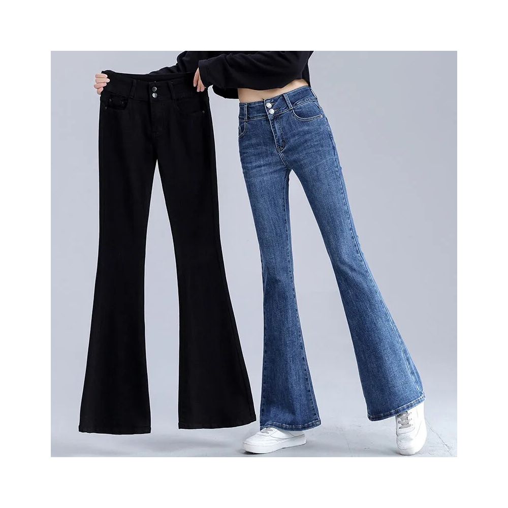 Micro flared jeans for women with short stature high waist slimming effect cropped pants Spring and Autumn 2025 new versatile elastic flared pants image 2