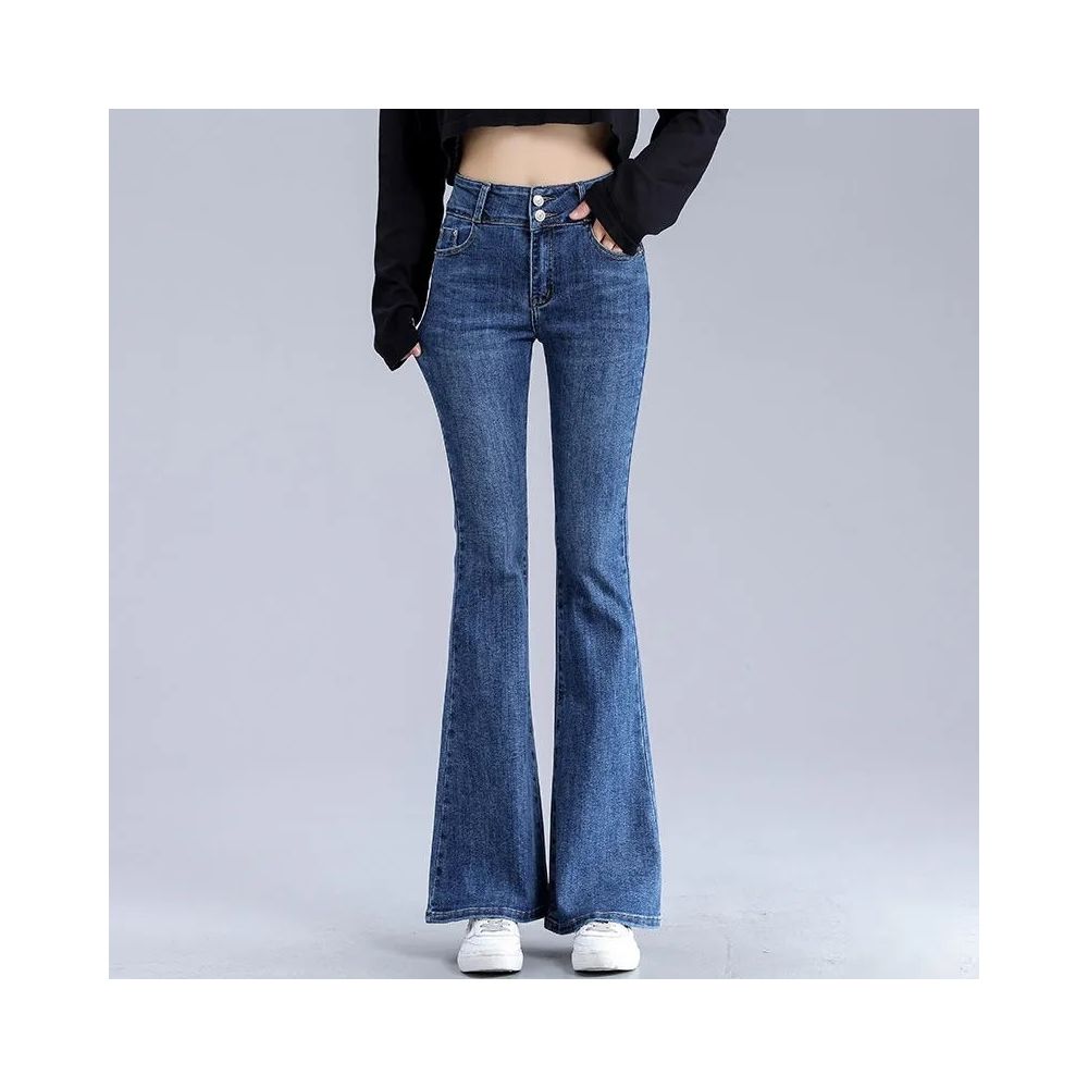 Micro flared jeans for women with short stature high waist slimming effect cropped pants Spring and Autumn 2025 new versatile elastic flared pants image 3