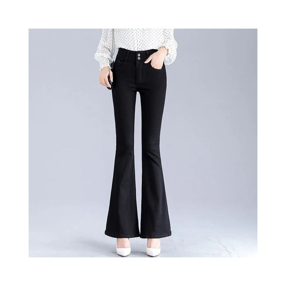 Micro flared jeans for women with short stature high waist slimming effect cropped pants Spring and Autumn 2025 new versatile elastic flared pants image 4