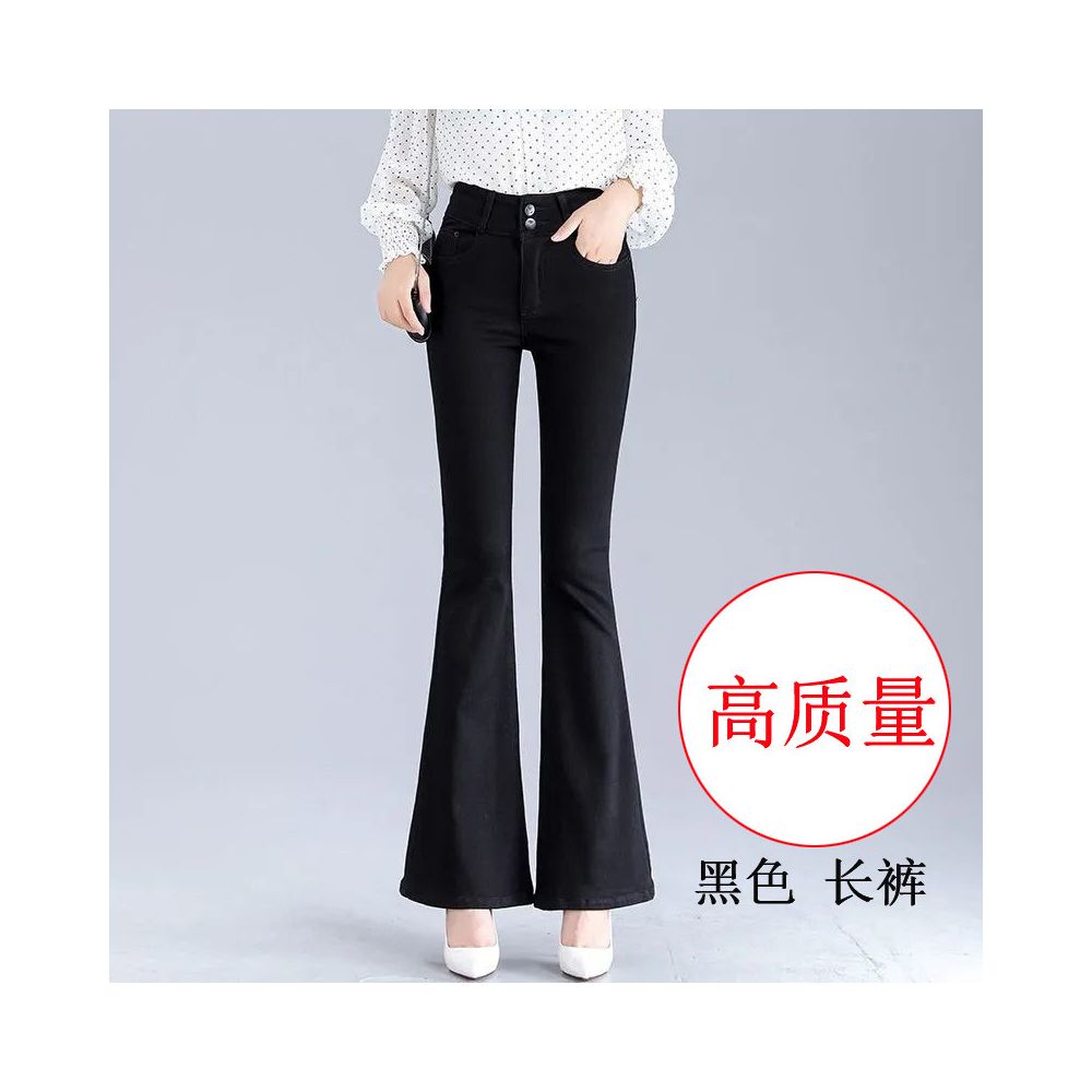 Micro flared jeans for women with short stature high waist slimming effect cropped pants Spring and Autumn 2025 new versatile elastic flared pants