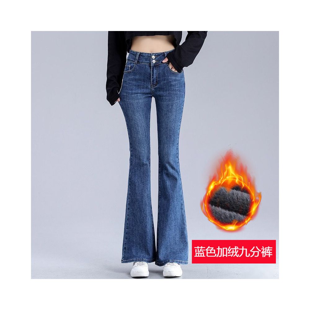 Micro flared jeans for women with short stature high waist slimming effect cropped pants Spring and Autumn 2025 new versatile elastic flared pants