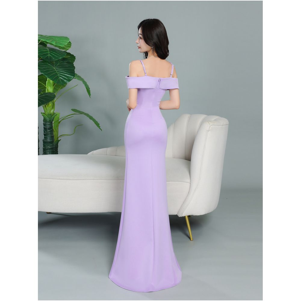 Sexy off shoulder halter evening dress slit bodycon maxi dress elegant and slimming luxurious bow dress image 3